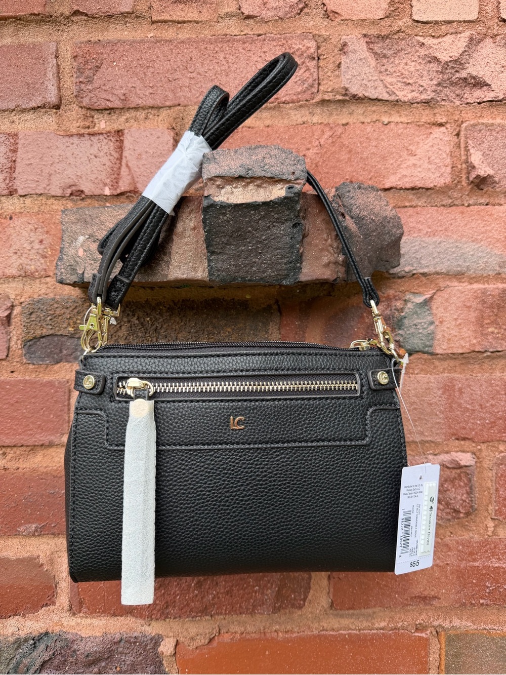 Liz Claiborne Black Crossbody Bag with Gold Hardware